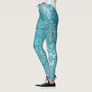 Pretty Blue Mandala Grunge Pattern Leggings