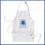 Pretty Blue Menorah Hanukkah Adult Apron<br><div class="desc">Lovely menorah graphic with "HAPPY HANUKKAH" in script lettering. Pretty in any kitchen!</div>