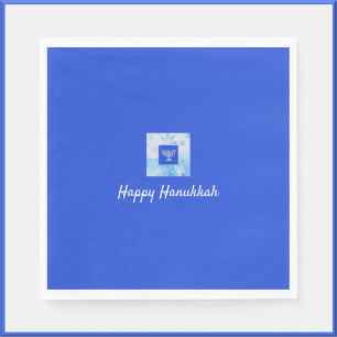 Pretty Blue Menorah Hanukkah Napkins