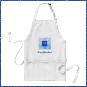 Pretty Blue Menorah Happy Hanukkah Adult Apron
