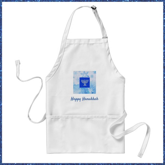 Pretty Blue Menorah Happy Hanukkah Adult Apron (Creator Uploaded)