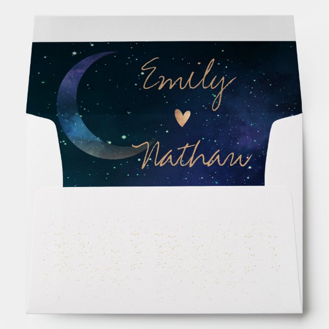 Pretty Blue Moon Heart UNDER THE STAR Wedding  Envelope (Back (Bottom))