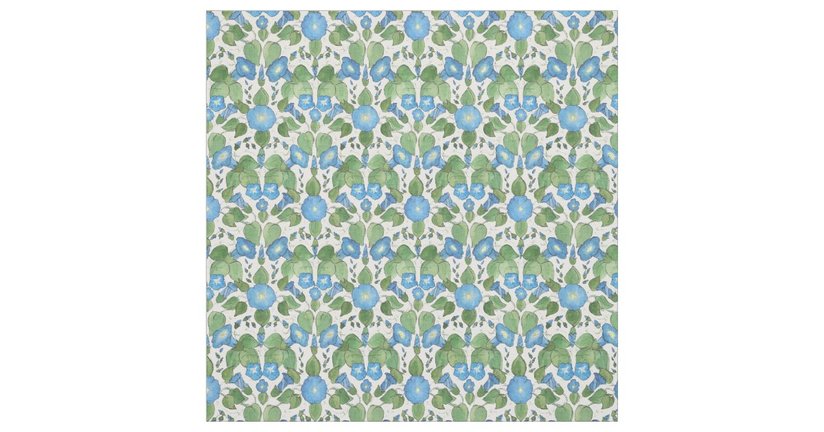 Pretty Blue Morning Glory Floral Fabric Zazzle