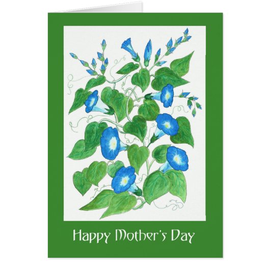 Pretty Blue Morning Glory Flowers Mother's Day (Front)
