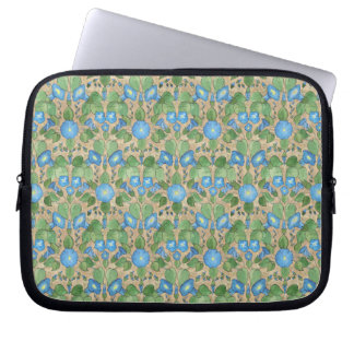 Pretty Blue Morning Glory Neoprene Laptop Sleeve
