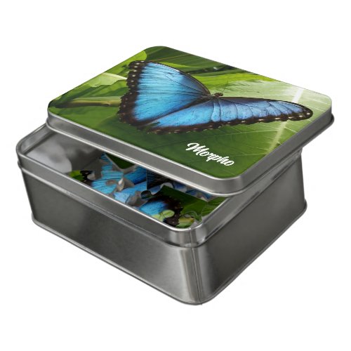 Pretty blue Morpho butterfly photo Acrylic Puzzle