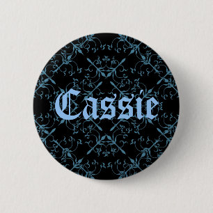 Pretty blue name pinback button