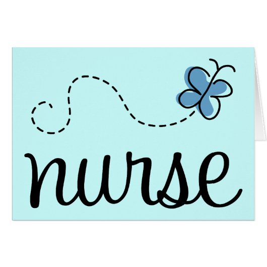Pretty Blue Nurse Card (Front Horizontal)
