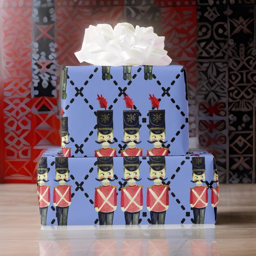 Pretty Blue Nutcracker Soldiers Wrapping Paper