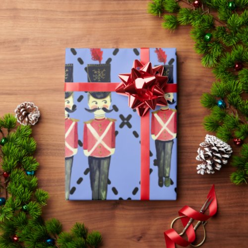 Pretty Blue Nutcracker Soldiers Wrapping Paper