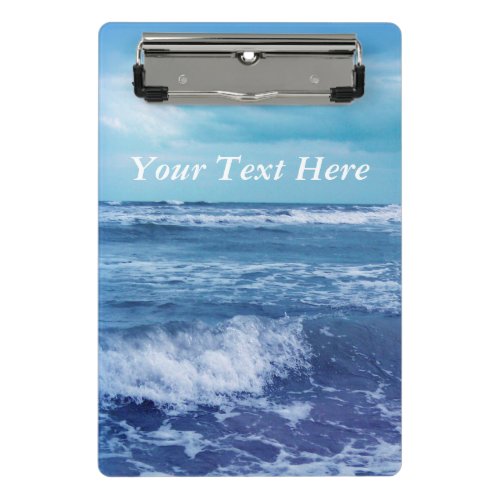 Pretty Blue ocean Sky Crashing Waves Mini Clipboard