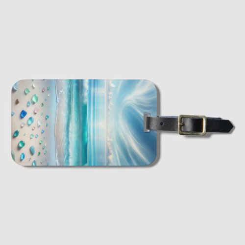 Pretty Blue Ocean Waves and Sea Glass  Luggage Tag