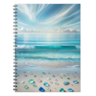 Pretty Blue Ocean Waves and Sea Glass Notebook