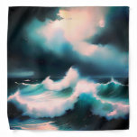 Pretty Blue Ocean waves painting Bandana
