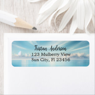 Pretty Blue Ocean Waves Personalized Label