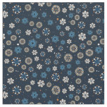 Pretty Blue Orange White Scandinavian Snowflakes Fabric