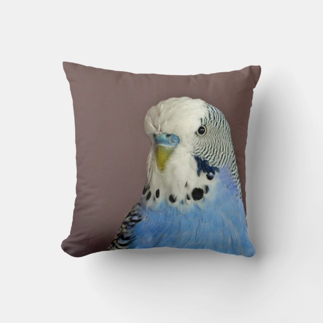 Pretty Blue Parakeet Photo Throw Pillow (Front)