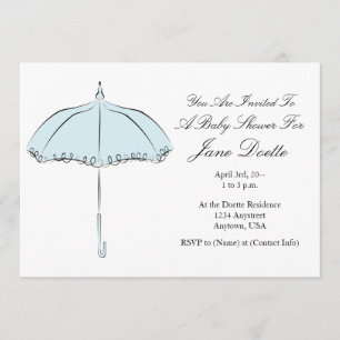 Pretty Blue Parasol Shower Invitation