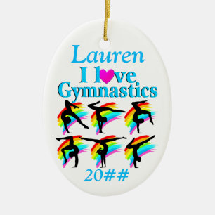 PRETTY BLUE PERSONALIZED GYMNASTICS ORNAMENT