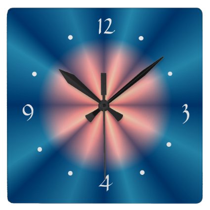 Pretty Blue Pink Fan Design>Wall Clock