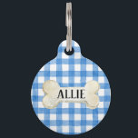 Pretty Blue Plaid Personalized Dog Pet ID Tag<br><div class="desc">Must love dogs collection
Pretty Personalized Tag
with Dogs name on front and 
owners number on the back</div>