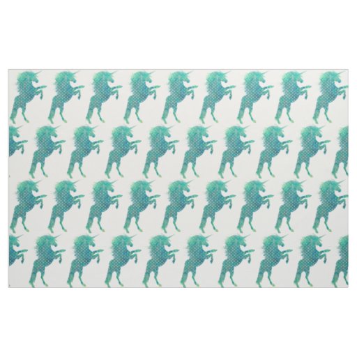 Pretty Blue Polka Dot Unicorn Fabric