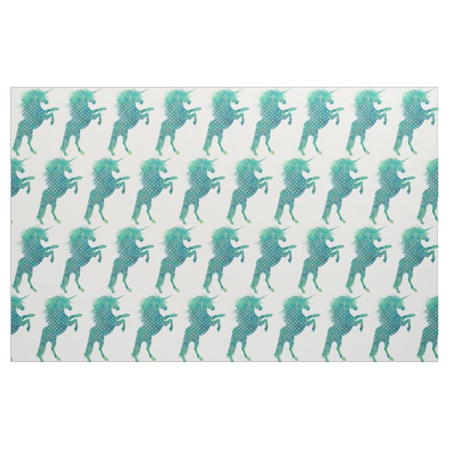 Pretty Blue Polka Dot Unicorn Fabric