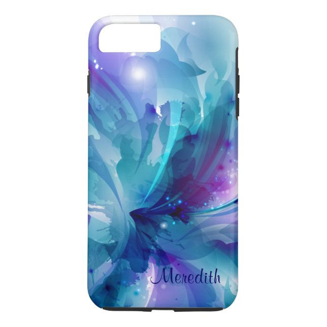 Pretty Blue & Purple Abstract Flower iPhone 7 Case (Back)