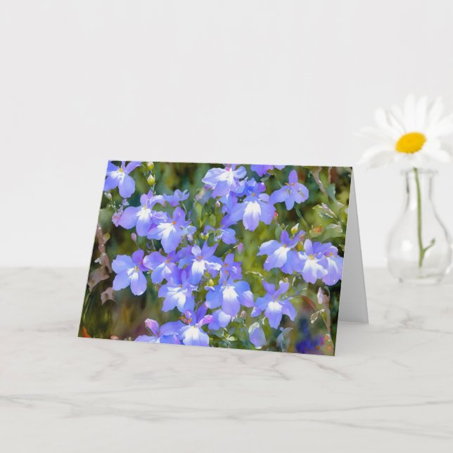 Pretty Blue Purple Flowers Art Note Card (Small Plant)