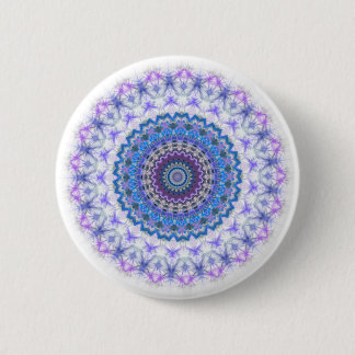 Pretty Blue Purple Kaleidoscope Mandala button pin