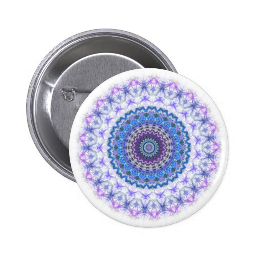 Pretty Blue Purple Kaleidoscope Mandala button pin | Zazzle