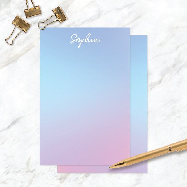 Pretty Blue Purple Ombré Personalized w/Name Stationery (Creator Uploaded)