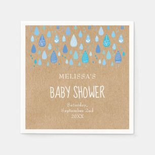 Pretty Blue Raindrops Baby Shower / Sprinkle Boho Napkins