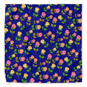 Pretty Blue Rose Pattern Bandana