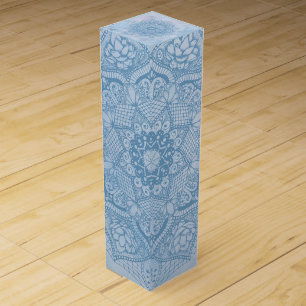 Pretty Blue Sacred Lotus Flower Blossom Mandala   Wine Box