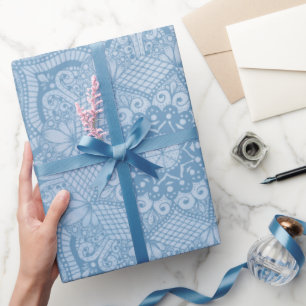 Pretty Blue Sacred Lotus Flower Blossom Mandala   Wrapping Paper