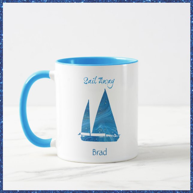 Pretty Blue Sailboat Nautical Mug (Creator Uploaded)
