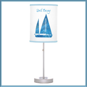 Pretty Blue Sailboat Nautical Table Lamp