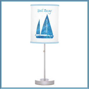 Pretty Blue Sailboat Nautical Table Lamp