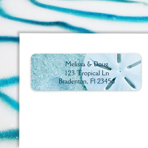 Pretty Blue Sand Dollar Beachy Label