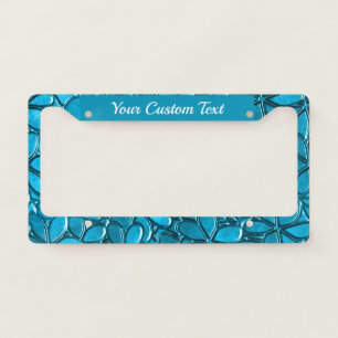 Pretty Blue Sculpture Flower Cluster Unique Custom License Plate Frame