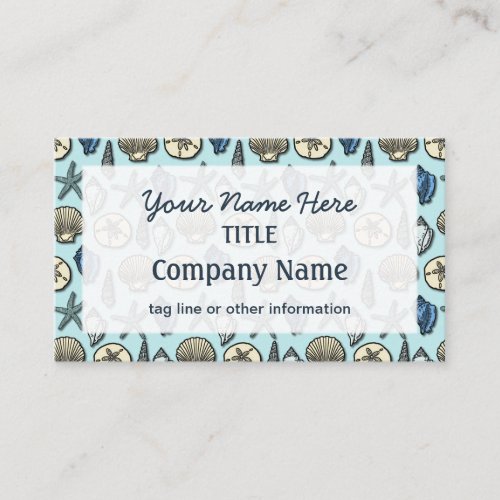 Pretty Blue Shell Starfish Sea Marine Pattern Business Card