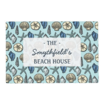 Pretty Blue Shell Starfish Sea Pattern Beach House Placemat