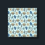 Pretty Blue Shell Starfish Sea Pattern Canvas Print<br><div class="desc">This pretty, blue and cream seashell and starfish pattern conjures up images of the beach and summer. There are five varieties of shells in the design and one starfish. Perfect for nautical / beach / ocean / coastal theme decor. The light blue background color can be customized to whatever you'd...</div>