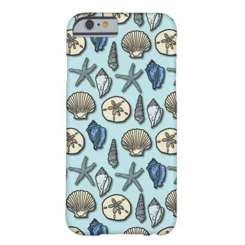 Pretty Blue Shell Starfish Sea Pattern Barely There iPhone 6 Case