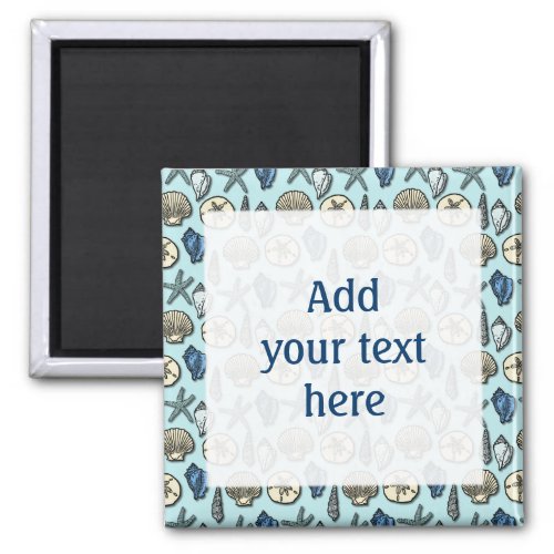 Pretty Blue Shell Starfish Sea Pattern Customize Magnet