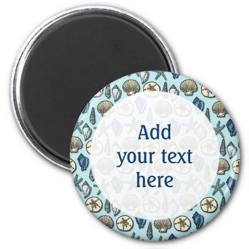 Pretty Blue Shell Starfish Sea Pattern Customize Magnet