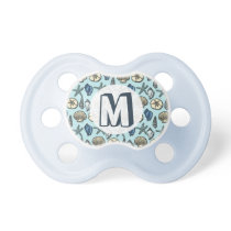 Pretty Blue Shell Starfish Sea Pattern Monogram Pacifier