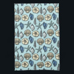 Pretty Blue Shell Starfish Sea Pattern Towel<br><div class="desc">This pretty, blue and cream seashell and starfish pattern conjures up images of the beach and summer. There are five varieties of shells in the design and one starfish. Perfect for nautical / beach / ocean / coastal theme decor. The light blue background color can be customized to whatever you'd...</div>