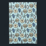 Pretty Blue Shell Starfish Sea Pattern Towel<br><div class="desc">This pretty, blue and cream seashell and starfish pattern conjures up images of the beach and summer. There are five varieties of shells in the design and one starfish. Perfect for nautical / beach / ocean / coastal theme decor. The light blue background color can be customized to whatever you'd...</div>